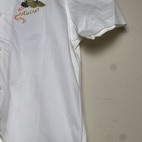 Avirex Short Sleeve Shirt Men L White Button Up Military Tailored Indie w Tags - Picture 11 of 11